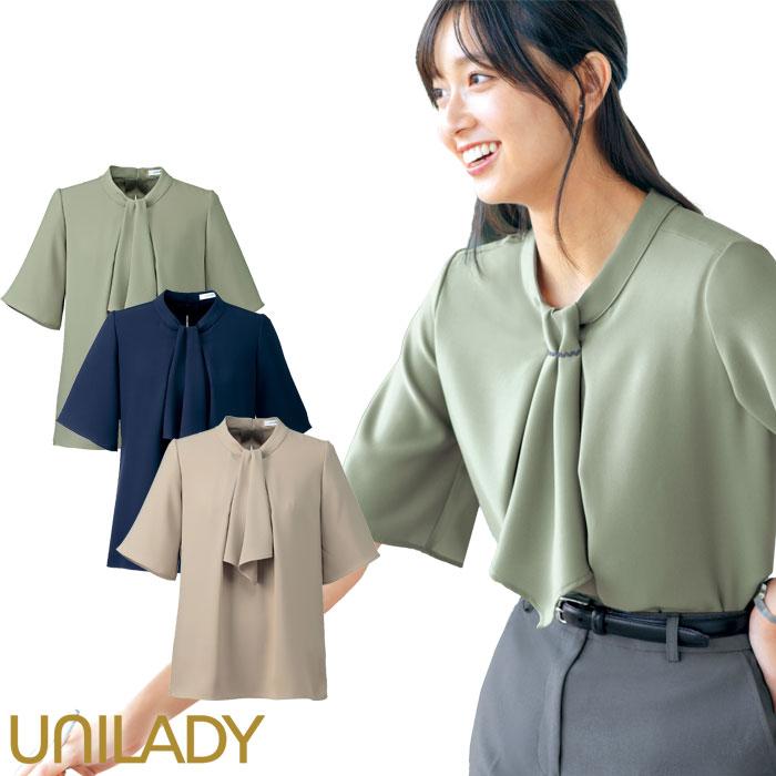 プルオーバーブラウス 四分袖 カットソー 事務服 オフィスカジュアル