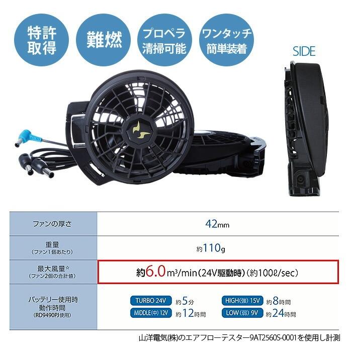 アタックベース 空調風神服 24V仕様 ファンセット ななめタイプ
