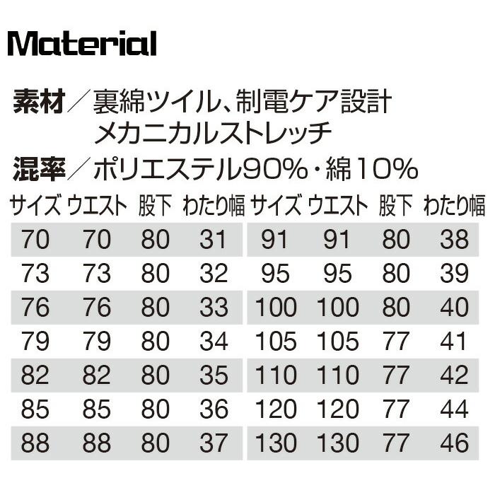 バートル カーゴパンツ 7082 メンズ 男性用 ズボン 秋冬 ストレッチ 制電 作業服 作業着 ユニフォーム BURTLE 7081シリーズ 70-100cm｜uniform-bt｜04