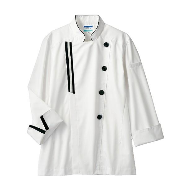 コックコート 長袖 男女兼用 飲食店 ユニフォーム ホワイト／ブラック 調理服 厨房服 住商モンブラン MONTBLANC BW65011