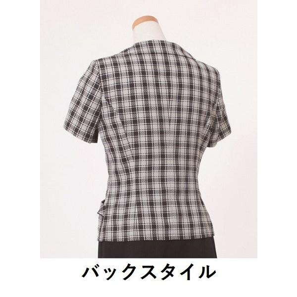 アンジョア　オーバーブラウス　半袖　26145　事務服　可愛い　黒　春夏　制服　レディース　17号-19号　オフィスフル