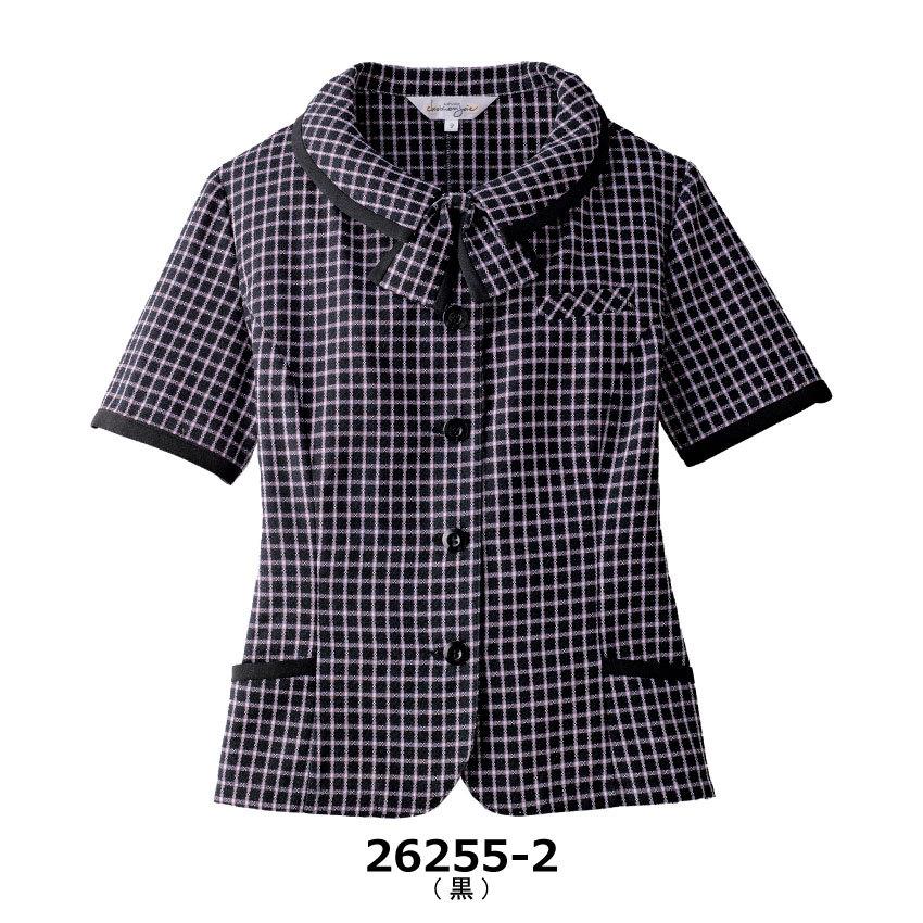 アンジョア オーバーブラウス 半袖 26255 レディース 春夏 黒 17号-19号 事務服 制服 可愛い オフィスフル｜uniform-japan｜02