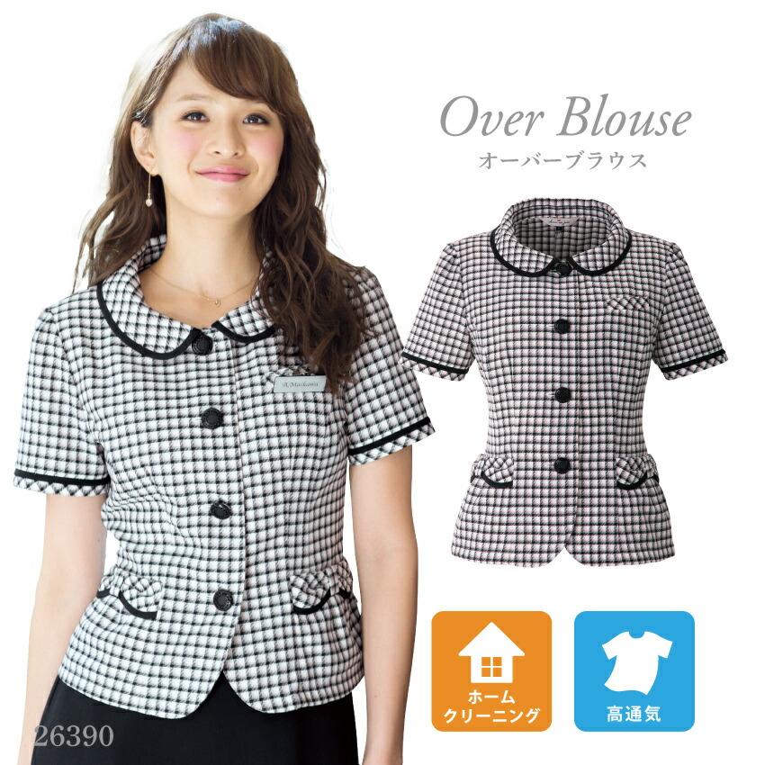オーバーブラウス 事務服 半袖 レディース ジョア 黒 ピンク チェック Joie Enjoie ユニフォームネット Yahoo 店 通販 Yahoo ショッピング