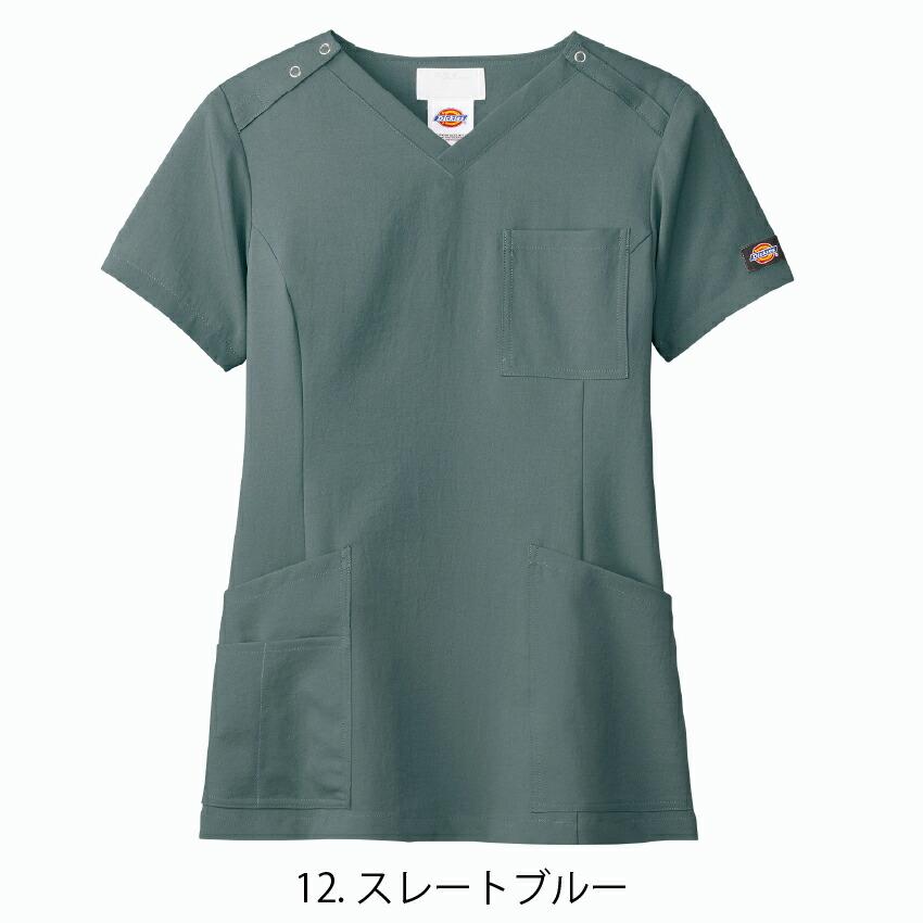 ディッキーズ Dickies スクラブ 白衣 半袖 レディース ストレッチ おしゃれ 女性 7071SC FOLK 医療 病院 クリニック 整体 介護 手術着｜uniform-net-shop｜04