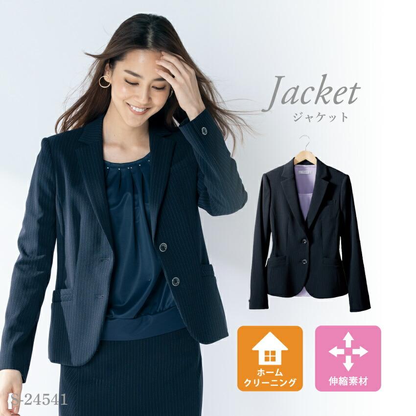 ジャケット レディース 春 夏 ストレッチ ストライプ 背抜き S-24541 