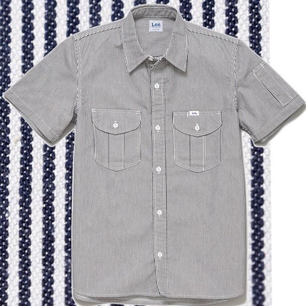 Lee リー レディースワーク半袖シャツ LWS43002 デニム ヒッコリー ストレッチ Lee（リー） レディースワーク半袖シャツ LWS43002 ストレッチデニム