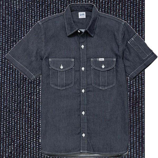 リー) Lee メンズ ワーク半袖シャツ LWS46002 8 インディゴネイビー