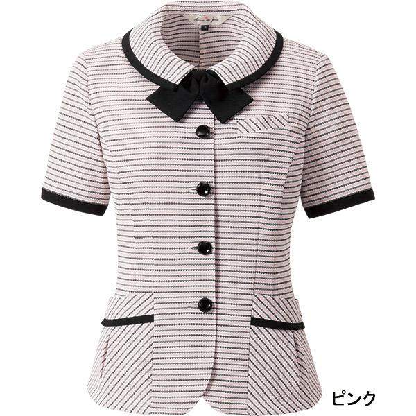 事務服ブラウス オーバーブラウス 半袖 26500 キャンディボーダー アンジョア