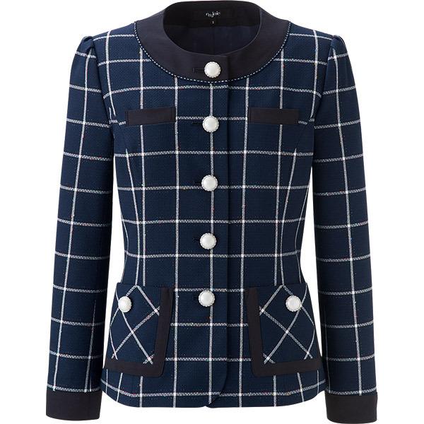 新品 タグ付 事務服 制服 enjoie ジャッケト マトラッセチェック 9号 ジョア 受付 事務服 ジャケット 82010 マトラッセチェック