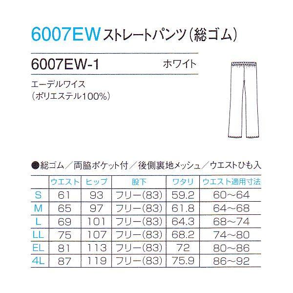 医療 カラー白衣 女性用総ゴムストレートパンツ 6007EW エーデルワイス フォーク｜uniform-store｜06