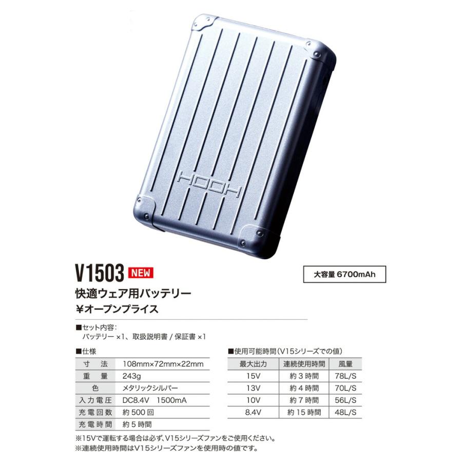 HOOH 快適ウェア用 バッテリー Premium V1503 単体 充電器なし