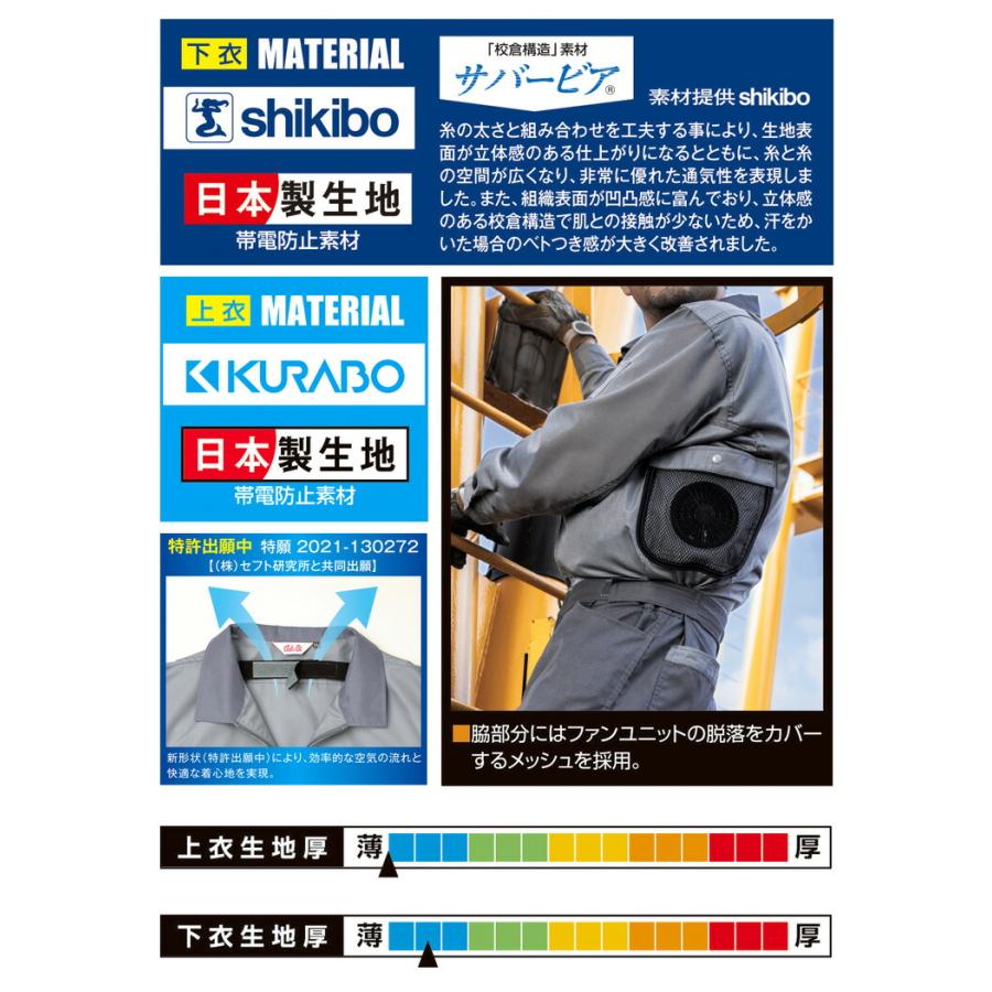 山田辰 空調服 長袖つなぎ服 S/M/L/LLツナギ服 ツヅキ服 上下異素材