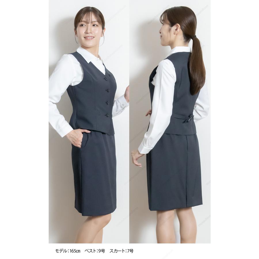 事務服 15号 LL 13号 オフィス ストライプ(青)チャコールグレーウォッシ 事務服 15号 LL 13号 オフィス ストライプ(青)チャコールグレー