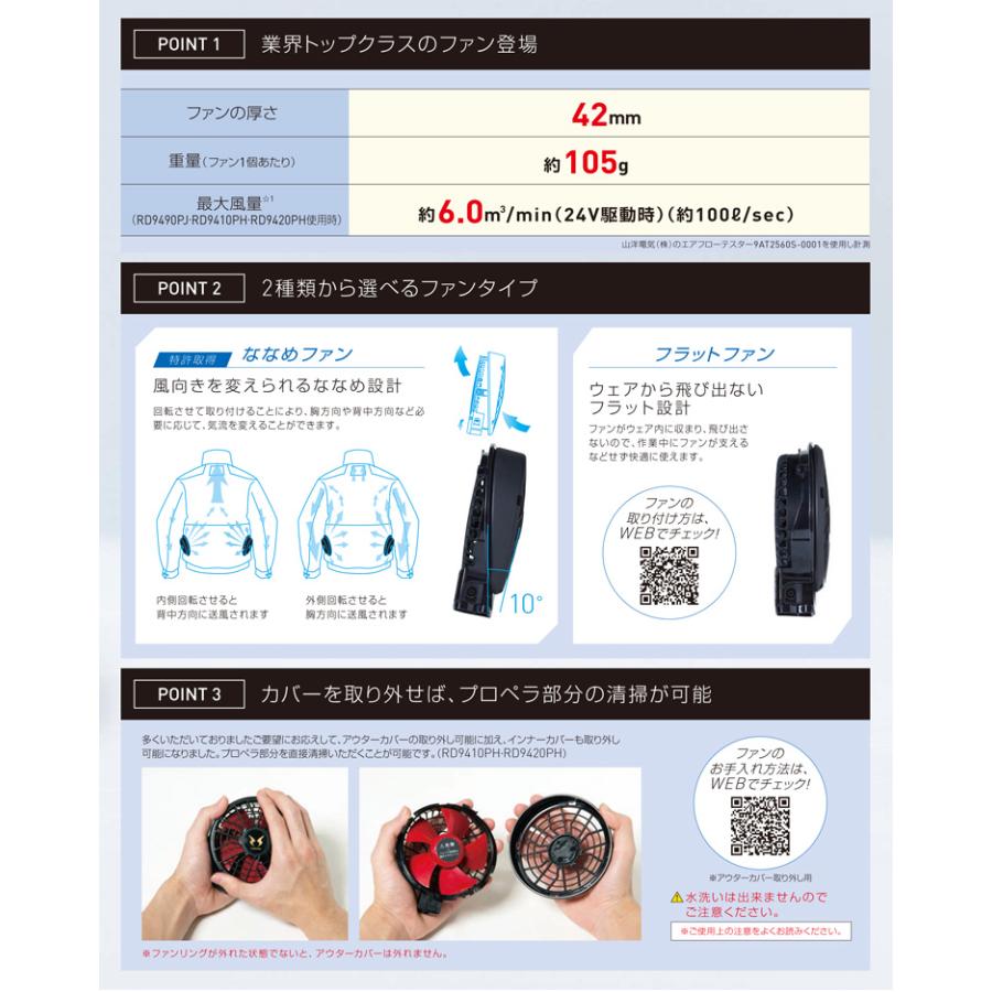 空調風神服 サンエス 24V仕様ファンセット RD9410PH/RD9420PH 選べる