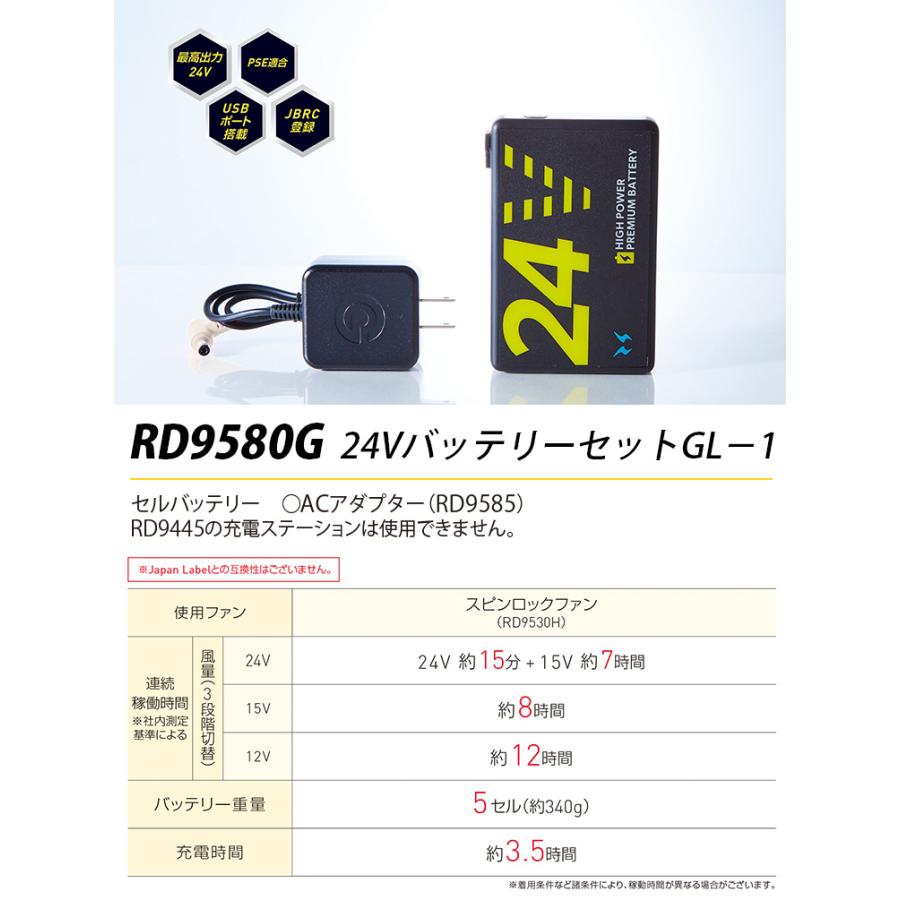 空調風神服 25年新型 海外製24Vバッテリーセット USBポート サンエス