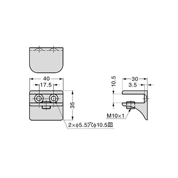 スガツネ工業　プレートサポート　ガラス用棚受　2885VA2-600-SET