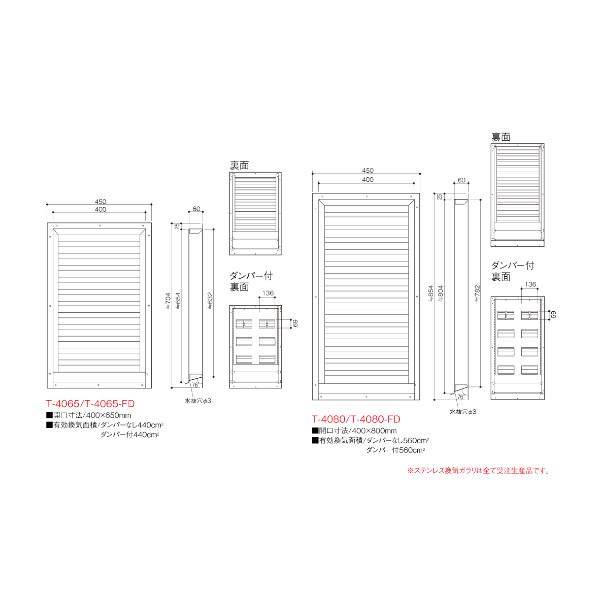 BXカネシン 受注生産品 ステンレス換気ガラリ 縦長タイプホワイト (5種類) - 3