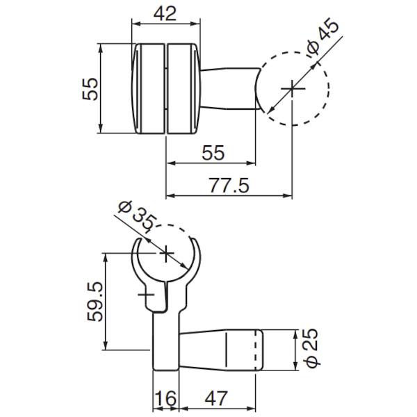 シロクマ　ビームブラケットグリップ　ABR-807　ABR-807-AN-O　10個入　片面タイプ(オンタイプ)　アンバー　35Φ