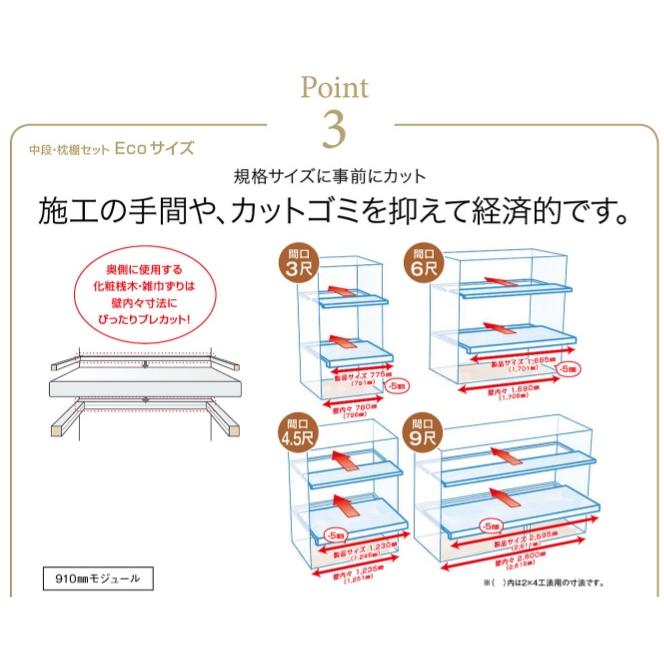 枕棚 4尺 2枚セット OSM724