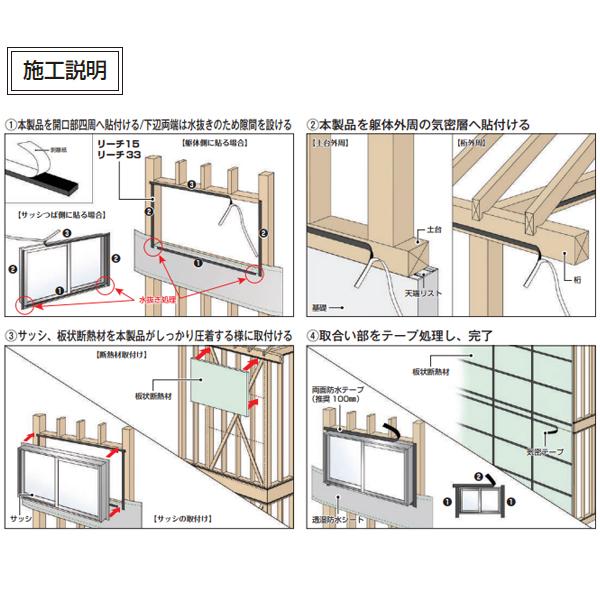 レア 日本住環境 リーチ15窓用 窓周り防水補助 8巻入 P-LT15W