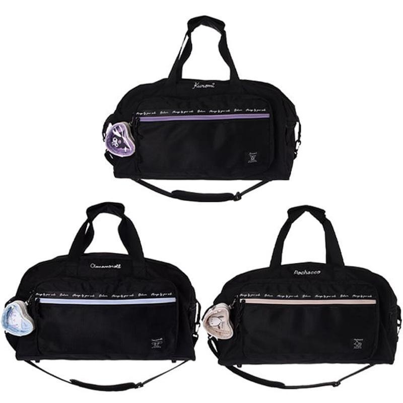 【段階的価格変動商品】サンリオ ボストンバッグ クロミ シナモロール ポチャッコ H33×W56×D26cm 50L 810g Sanrio ポリ メッシュ ハートポーチ付