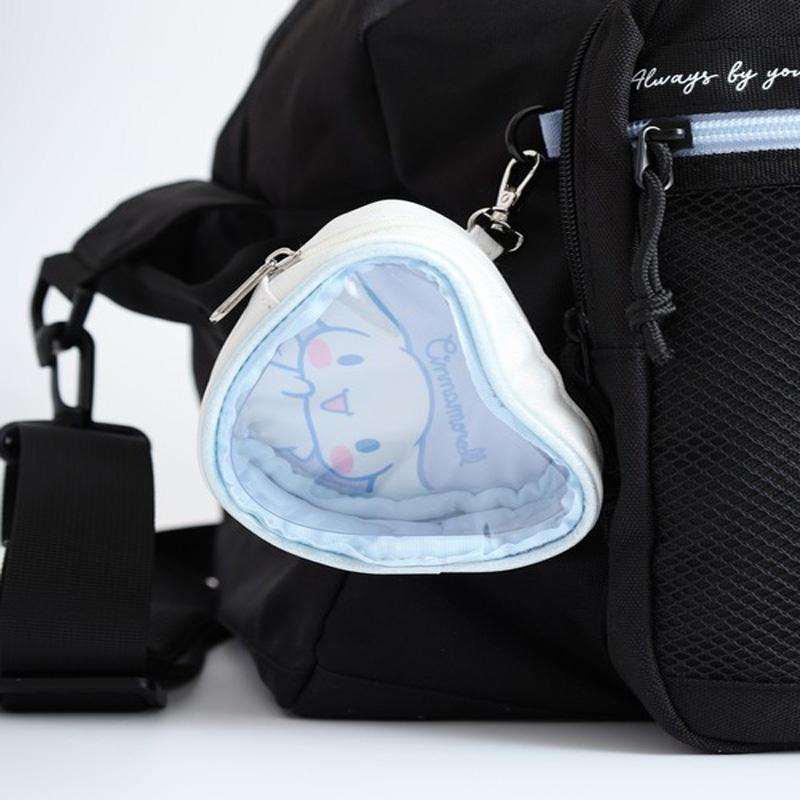 【段階的価格変動商品】サンリオ ボストンバッグ クロミ シナモロール ポチャッコ H33×W56×D26cm 50L 810g Sanrio ポリ メッシュ ハートポーチ付