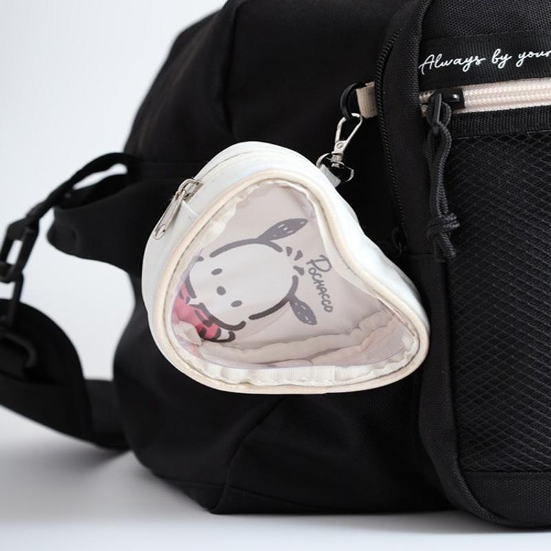 【段階的価格変動商品】サンリオ ボストンバッグ クロミ シナモロール ポチャッコ H33×W56×D26cm 50L 810g Sanrio ポリ メッシュ ハートポーチ付