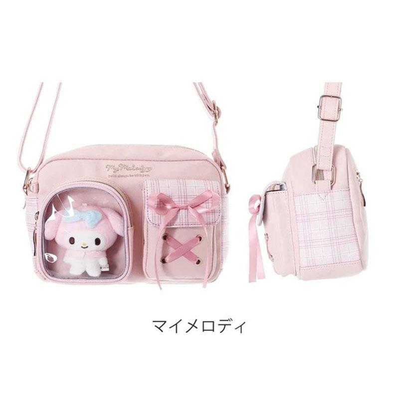 サンリオ マイメロディ ぬいぐるみ 　ショルダーバックなど sanrio（サンリオ） キャラクター 合皮チェック 2ポケットぬい付き