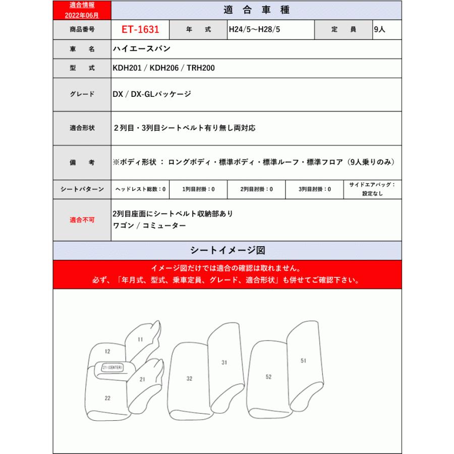 ClazzioH系 ハイエースバン 定員9人H〜用シートカバー