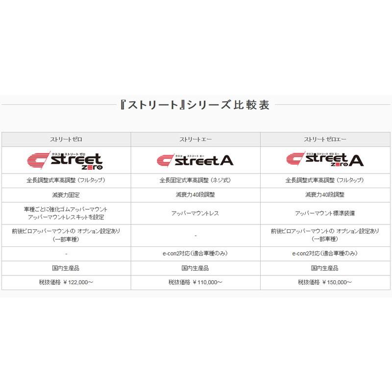 [CUSCO]ZN6 86 FA20 2.0L(後期_H28/8〜)用車高調キット(966 61N CN)【Street Zero_A】の画像