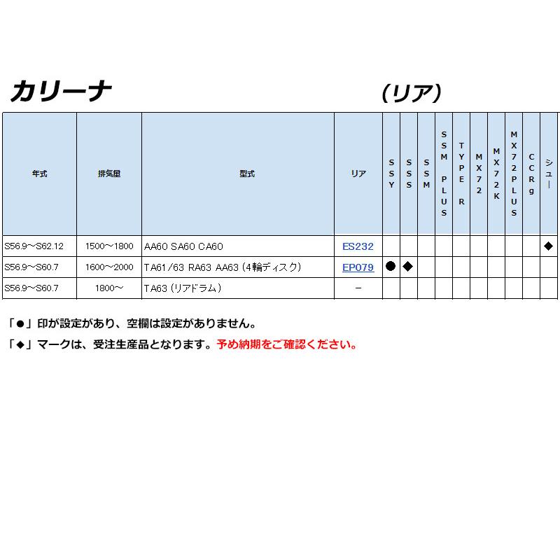 [ENDLESS×MX72_PLUS]#A60系 カリーナ(S56/9〜S62/12)用エンドレスブレーキパッド［MX72からさらに進化］の画像