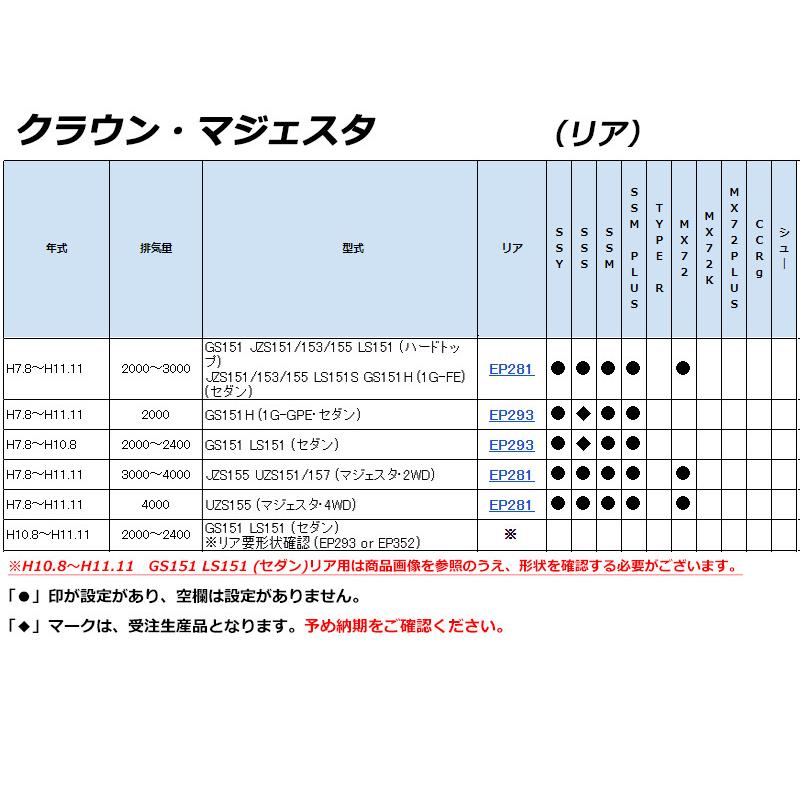 [ENDLESS×MX72_PLUS]S150系 クラウン・マジェスタ【リア】用エンドレスブレーキパッド［MX72からさらに進化］の画像