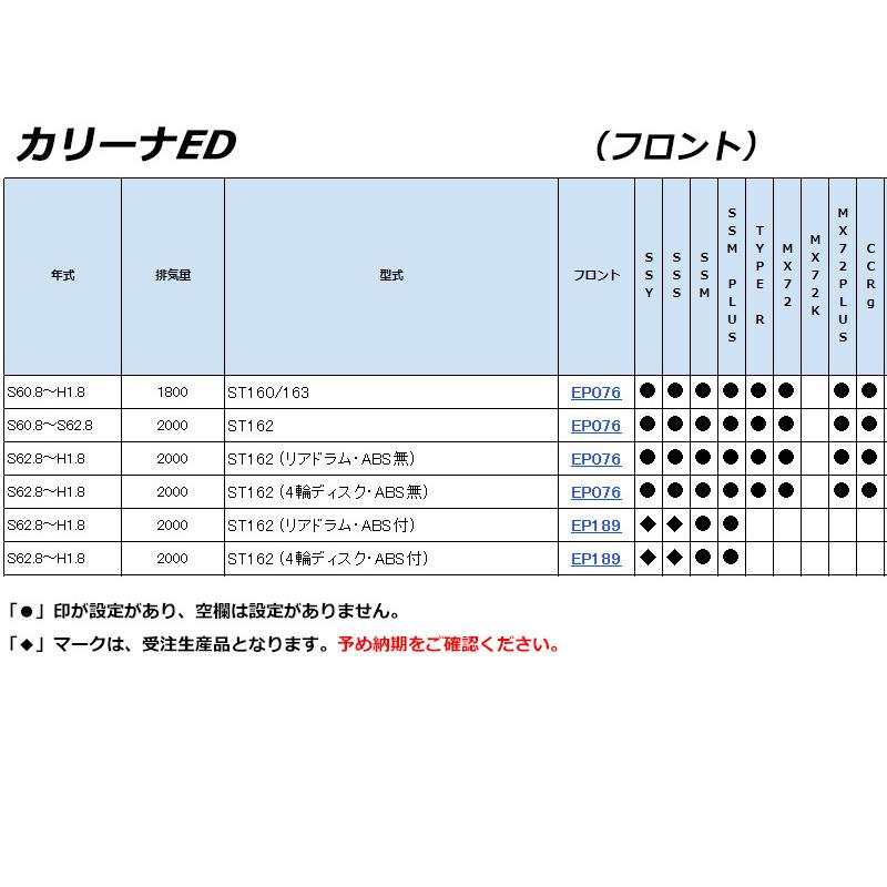 [ENDLESS×TYPE-NA]ST160系 カリーナED(S60/8〜H1/8)用エンドレスブレーキシュー［リアドラム車専用］[ES285]