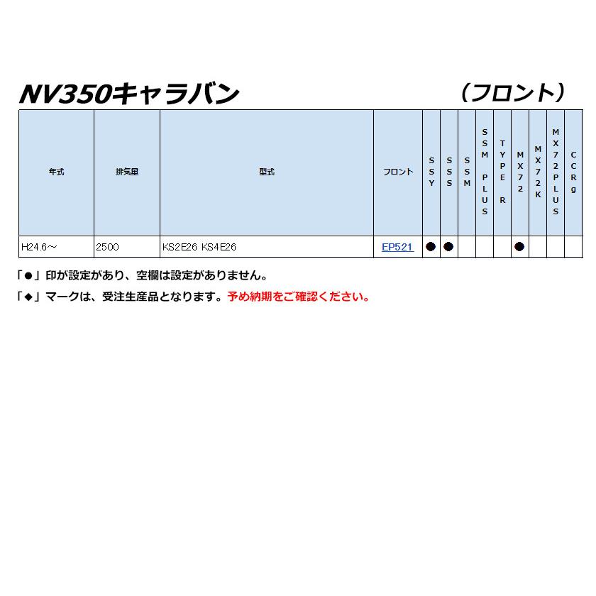 [ENDLESS×SSS]NV350キャラバン【フロント】用エンドレスブレーキパッド［低ダスト］