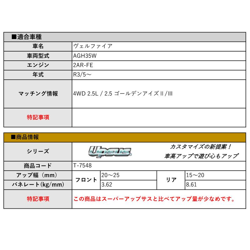 [エスペリア]AGH35W ヴェルファイア(4WD 2.5L_R3/5〜)用アップサスの画像