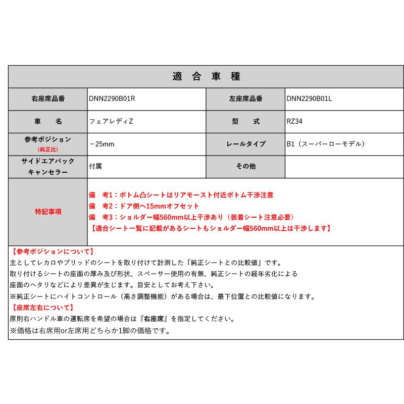 レカロSR#_L#系]RZ34 フェアレディZ用シートレール(スーパーローモデル