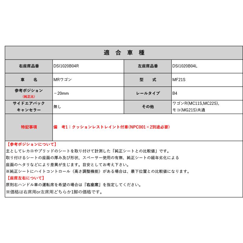 [BRIDE_MOタイプ]MF21S MRワゴン用シートレール(4ポジション)[N SPORT製][保安基準適合]｜unionproduce｜02