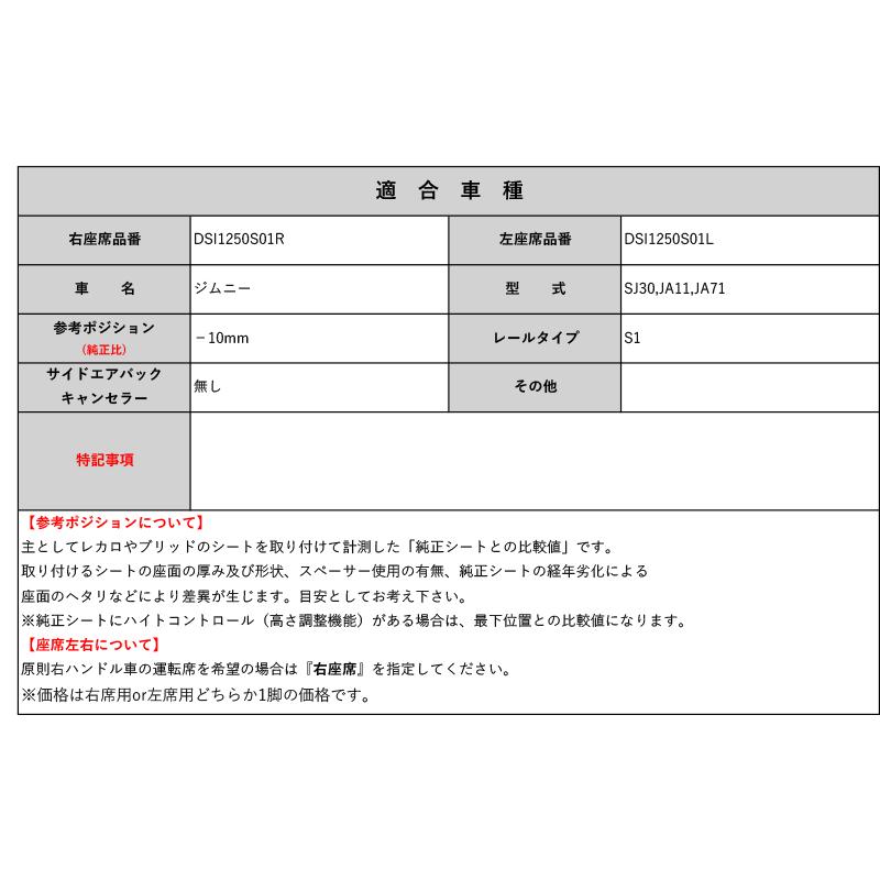 BRIDE_フルバケ]SJ30,JA11,JA71 ジムニー用シートレール(1ポジション