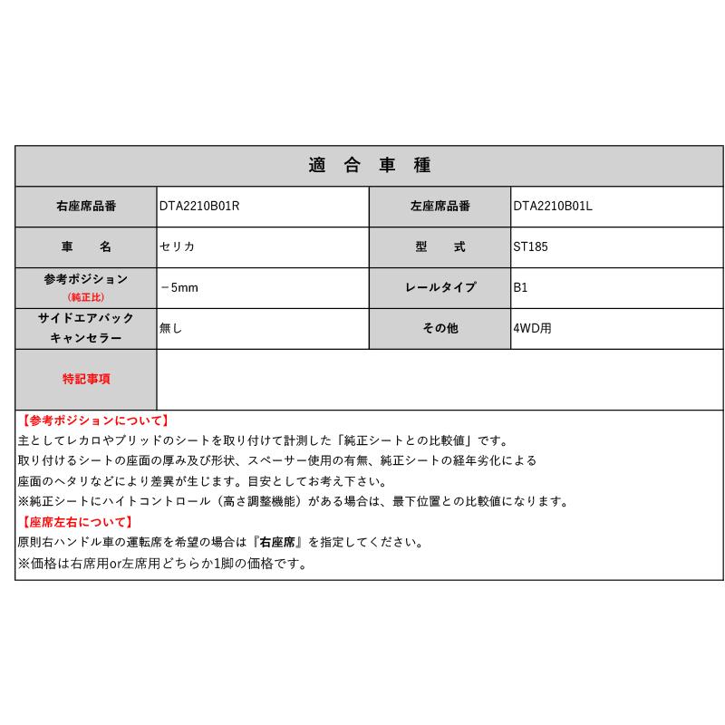 レカロSR#_L#系]ST185 セリカ(4WD)用シートレール(1ポジション)[N 