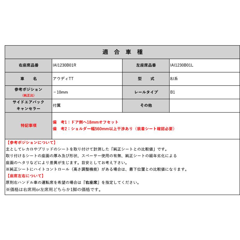 BRIDE_ROタイプ]8J系 アウディTT用シートレール(1ポジション)[N SPORT 