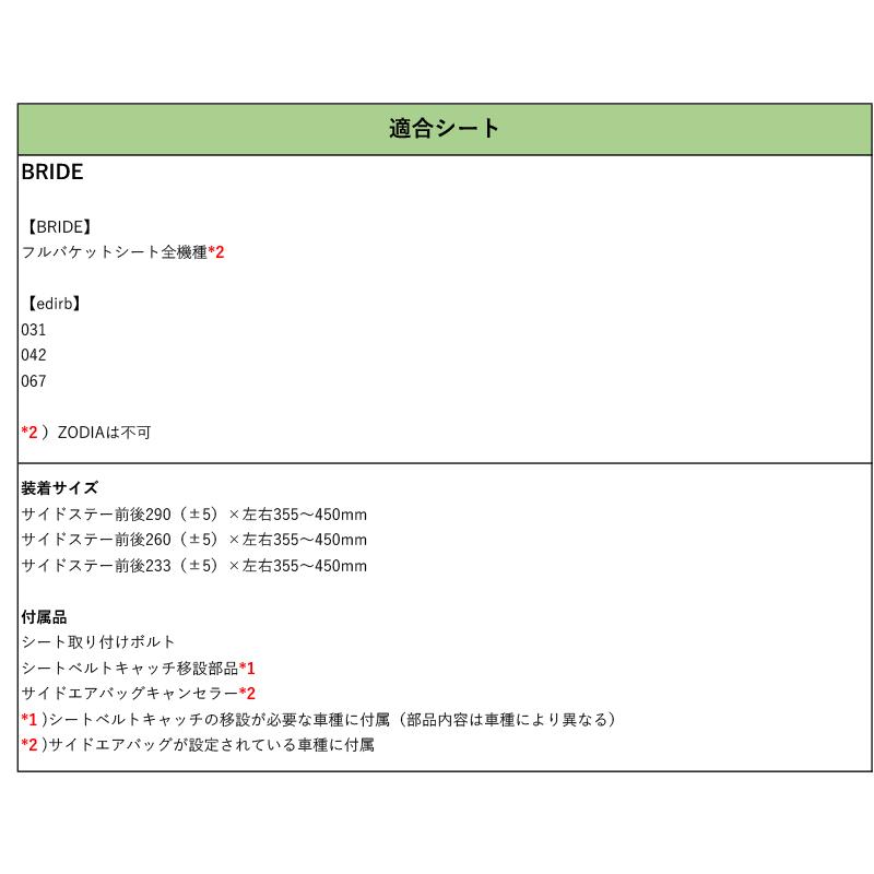 BRIDE_フルバケ]13909 フィアット パンダ用シートレール(6×6ポジション