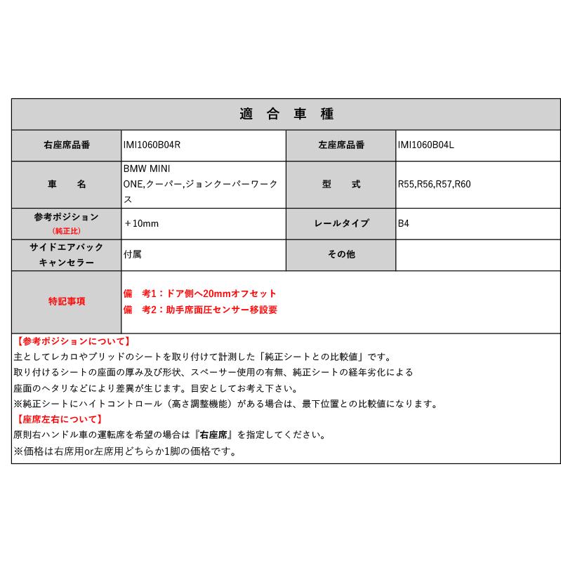 [レカロAM19]R55,R56,R57,R60 BMW MINI用シートレール(4ポジション)[N SPORT製][保安基準適合] : np ...