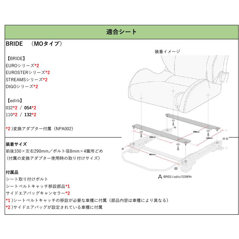 [BRIDE_MOタイプ]FB4 ボルボ S60,V60用シートレール(6ポジション)[N SPORT製][保安基準適合]｜unionproduce｜03