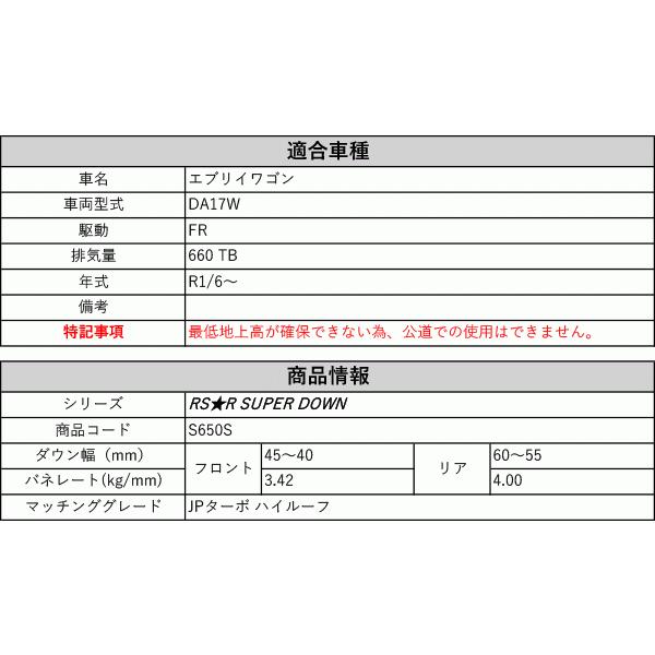 RS-R_RS☆R SUPER DOWN]DA17W エブリイワゴン_JPターボ ハイルーフ