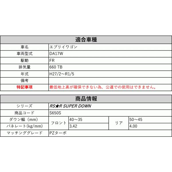 RS-R_RS☆R SUPER DOWN]DA17W エブリイワゴン_PZターボ(2WD_660 TB_H27