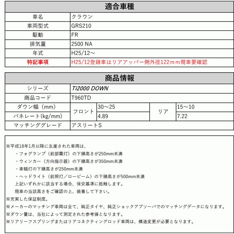 RS-R_Ti2000 DOWN]GRS210 クラウン_アスリートS(2WD_2500 NA_H25/12