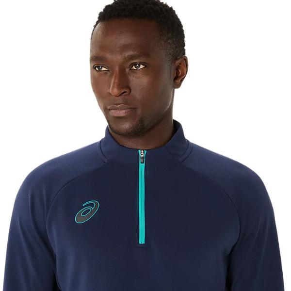 ASICS（アシックス） ハーフジップ ニットトップ ミッドナイトネイビー