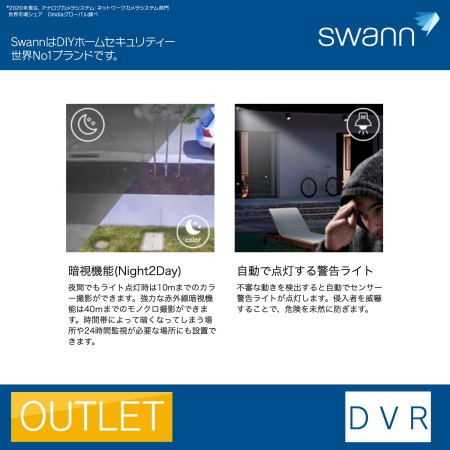 Swann 【アウトレット品】Swann 8ch 4K DVR 防犯カメラ 警告ライト