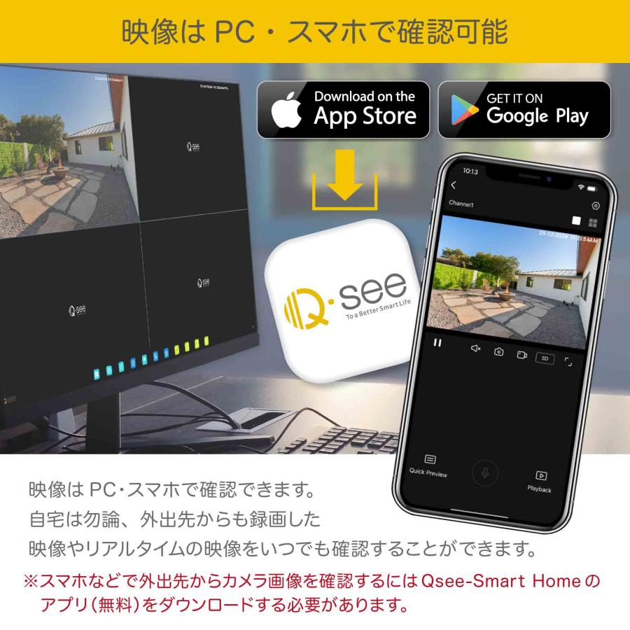 Q-see セキュリティカメラ 8ch NVRレコーダー 2TB搭載 スポット