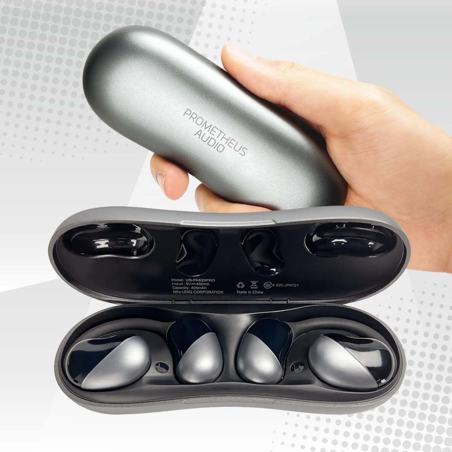 PROMETHEUS AUDIO オープンイヤー ワイヤレスイヤホン Bluetooth5.3 マイク付き IPX4防水性能 最大30時間 バッテリー搭載ケース付属 UQ-PAS20PRO-BL |  | 20